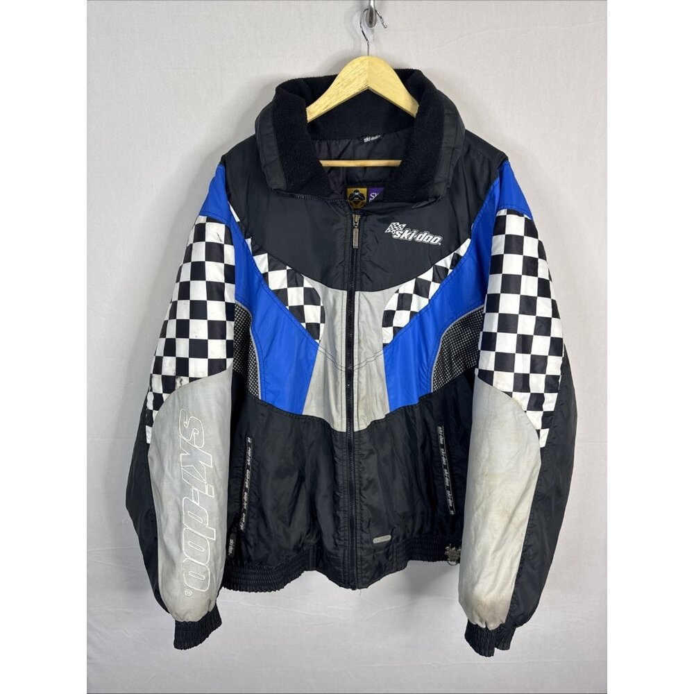 VTG Retro Ski Doo Sno Gear Bombardier Jacket Mens 3XLT Blue Racing Snowmobile